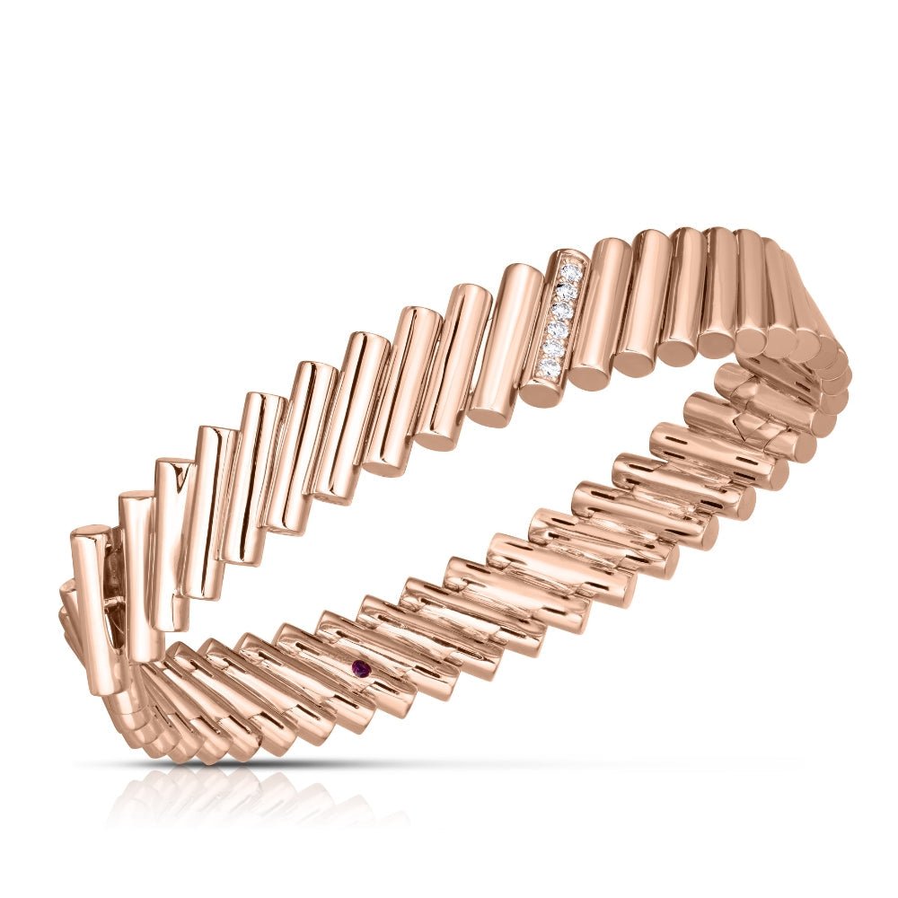 18K Rose Gold Domino Diamond Accent Bangle