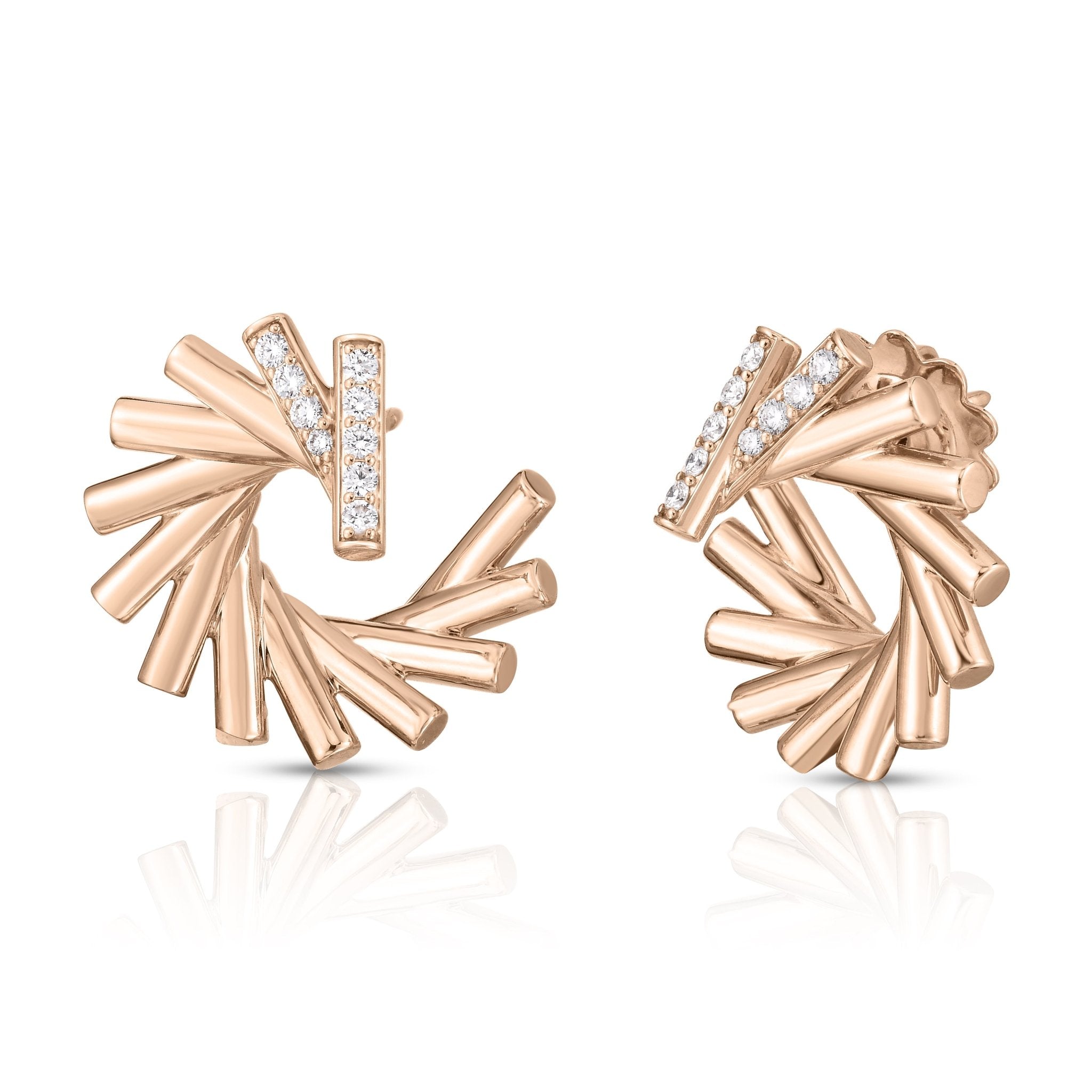 18K Rose/White Gold Diamond Curl Earrings