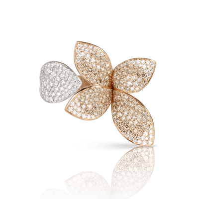 18K White and Rose Gold with White and Champagne Diamonds Ring