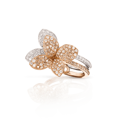 18K White and Rose Gold with White and Champagne Diamonds Ring