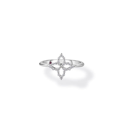 18K White Gold Diamond Outline Flower Ring