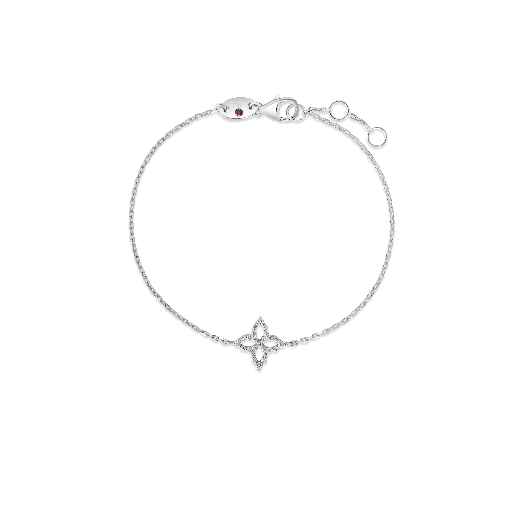 18K White Gold Outline Flower Bracelet