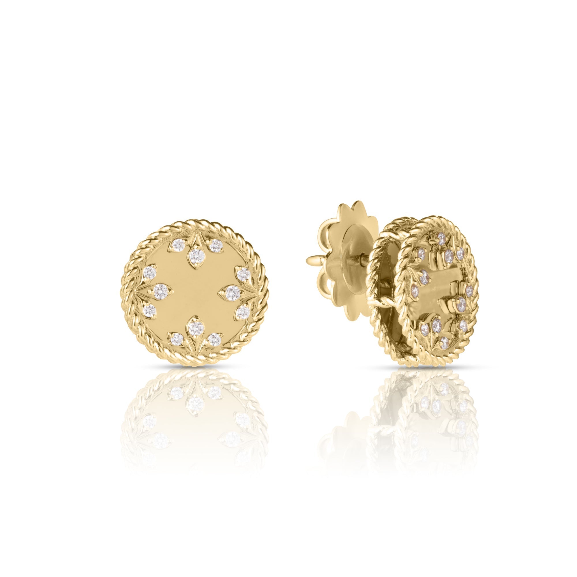 18K Yellow Gold Diamond Stud Earrings