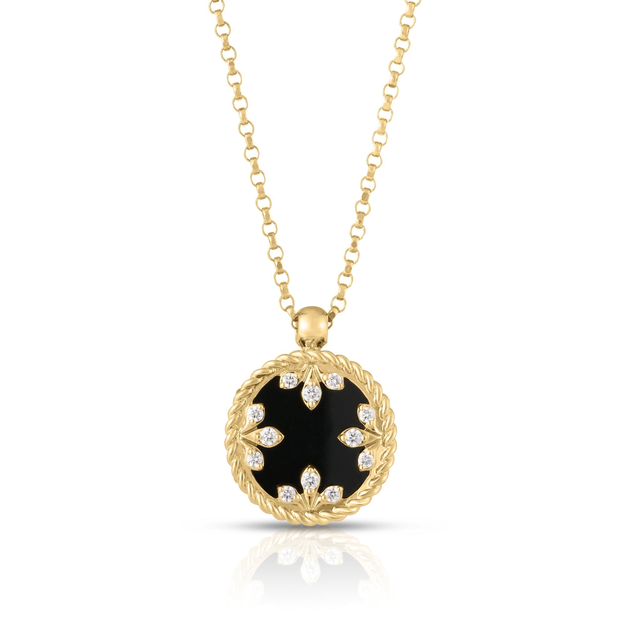 18K Yellow Gold Small Diamond & Black Jade Necklace
