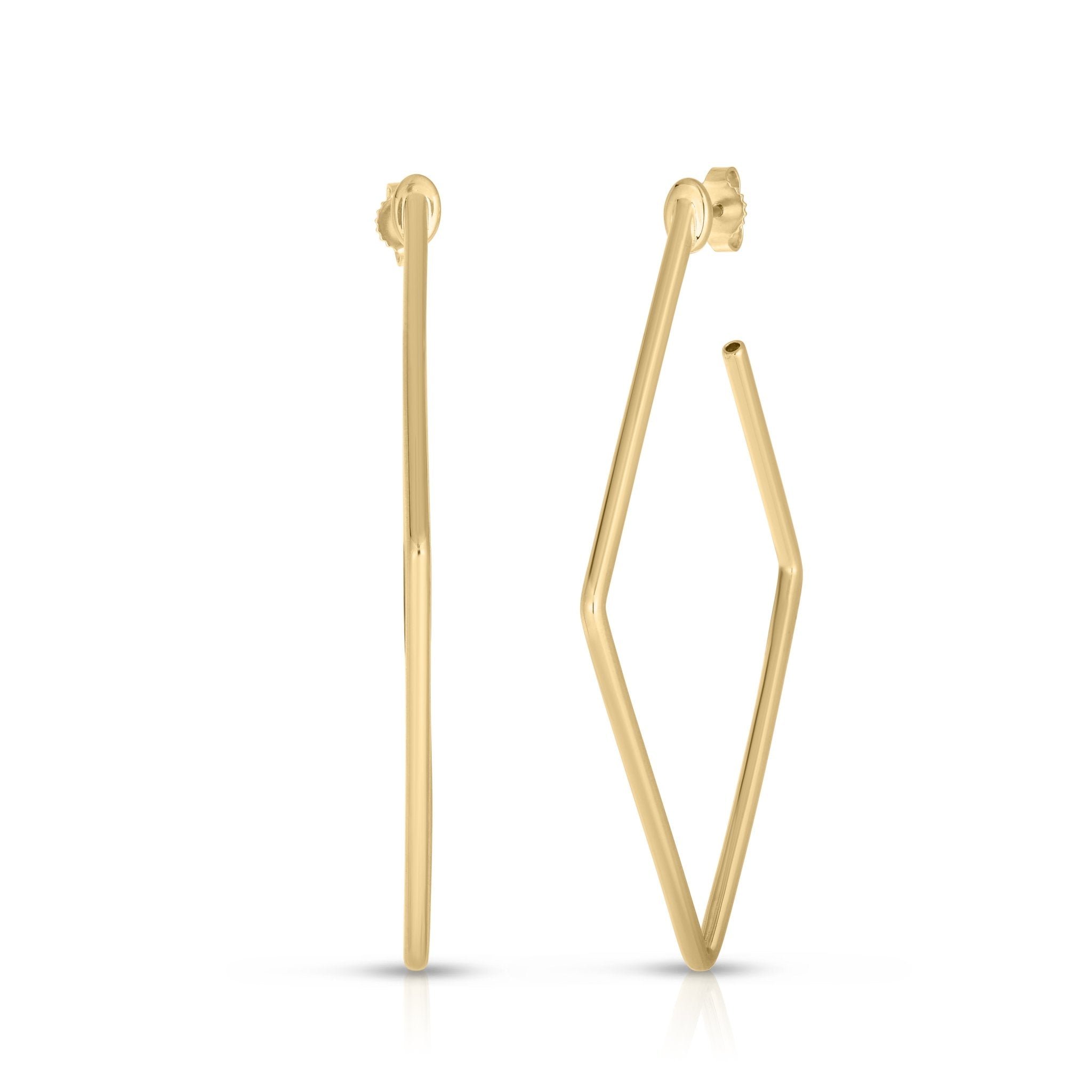 18K Yellow Gold Square Hoop Earrings