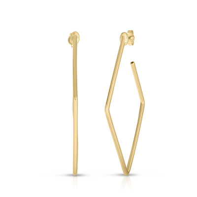 18K Yellow Gold Square Hoop Earrings
