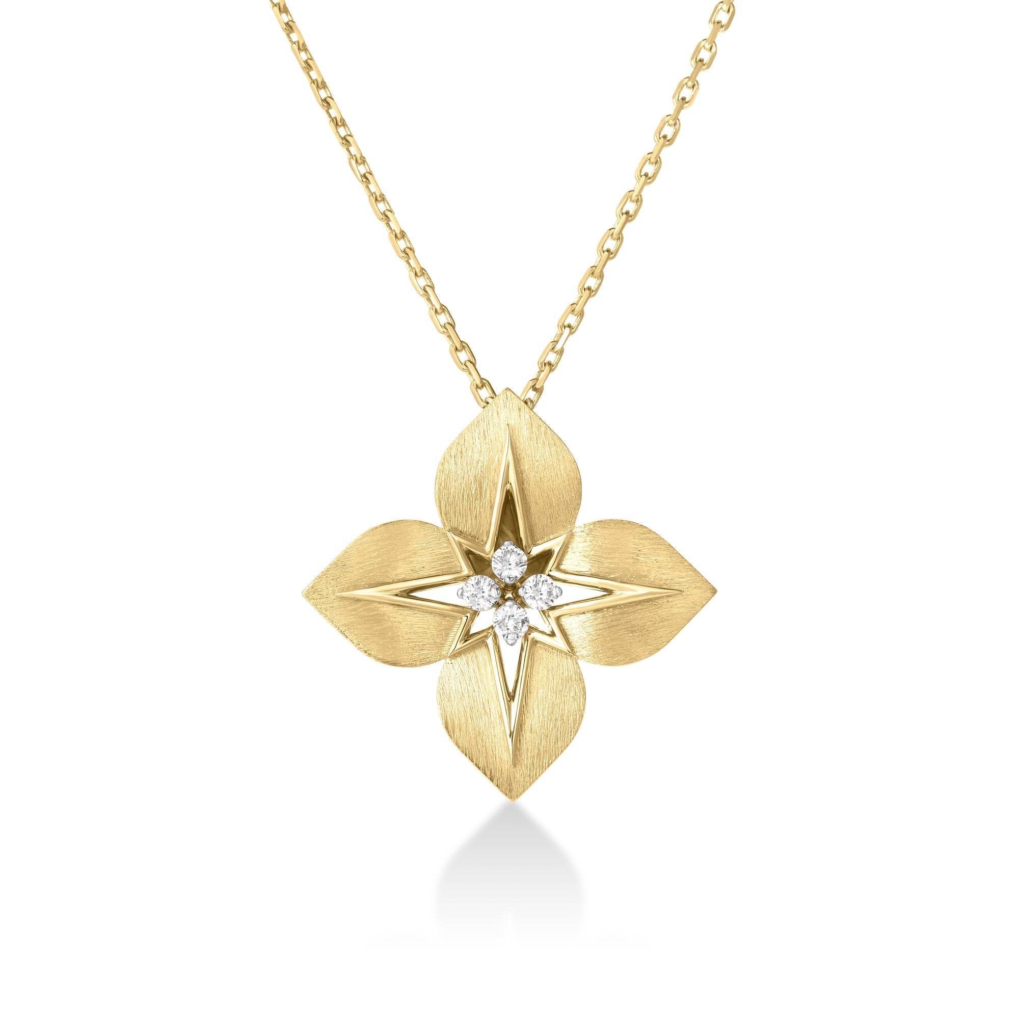 18K Yellow/White Gold Large Diamond Star Necklace