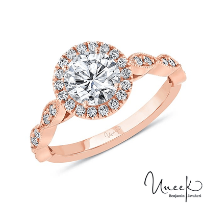 14K Rose Gold Round Diamond Engagement Ring
