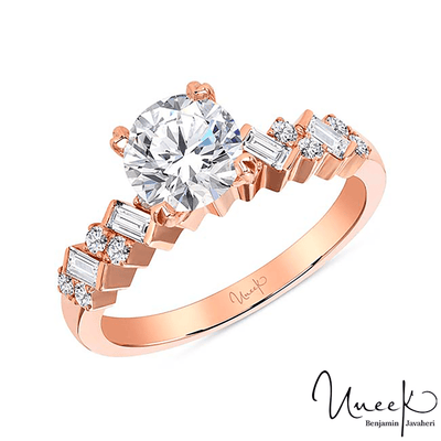 14K Rose Gold Round Diamond Engagement Ring