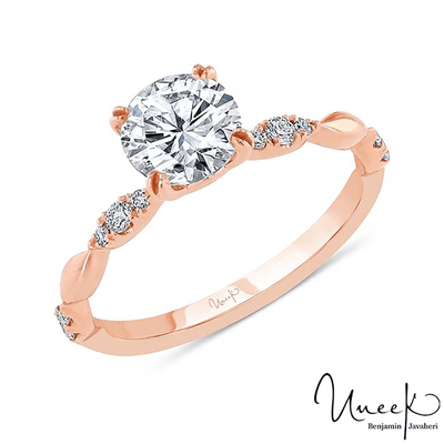 14K Rose Gold Round Diamond Engagement Ring