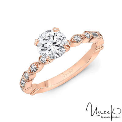 14K Rose Gold Round Diamond Engagement Ring