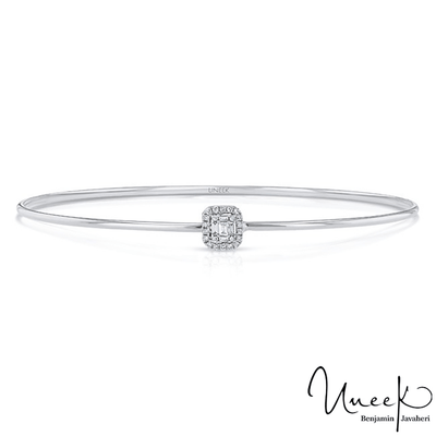 14K White Gold Diamond Bangle