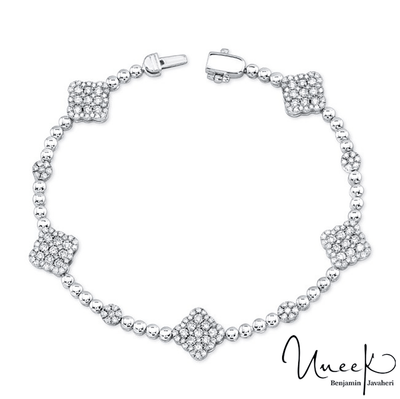 14K White Gold Diamond Shaped Bracelet