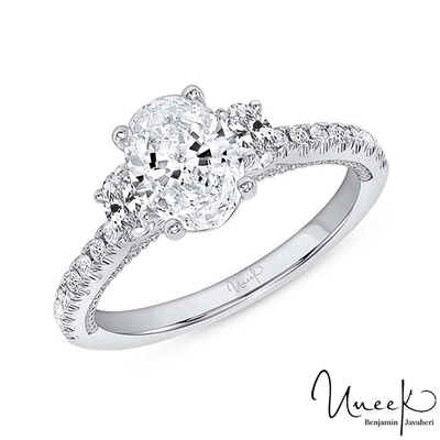 14K White Gold Oval Diamond Engagement Ring