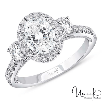 14K White Gold Oval Diamond Engagement Ring