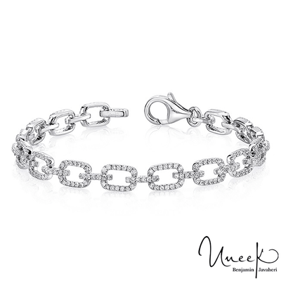 14K White Gold Pave Chain Link Bracelet