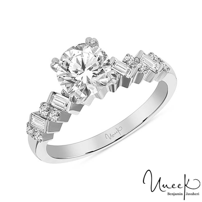 14K White Gold Round Diamond Engagement Ring