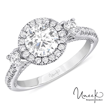 14K White Gold Round Diamond Engagement Ring