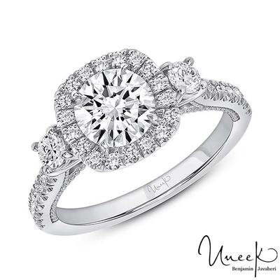 14K White Gold Round Diamond Engagement Ring