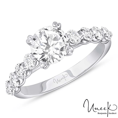 14K White Gold Round Diamond Engagement Ring