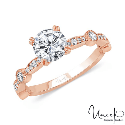 14K White Gold Round Diamond Engagement Ring