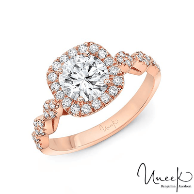14K Yellow Gold Round Diamond Engagement Ring