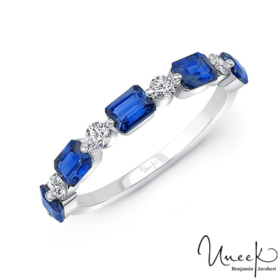 18K White Gold Blue Sapphire Band