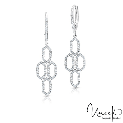 18K White Gold Dangling Diamond Earrings
