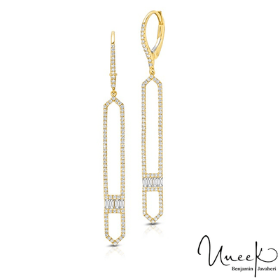 18K Yellow Gold Dangling Diamond Earrings